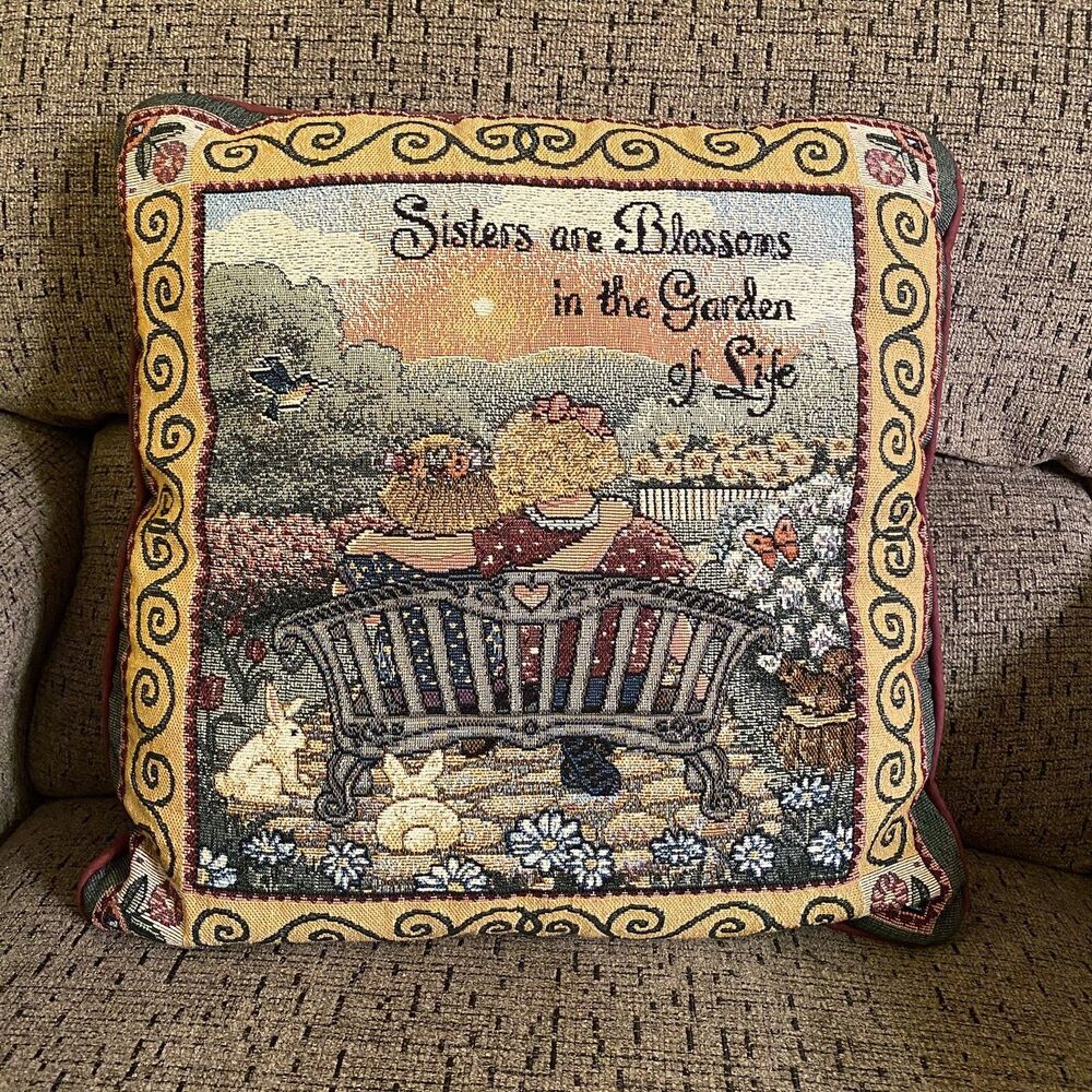 Tapestry Throw Pillow Sisters Are Blossoms Garden of Life 15x15 Quote